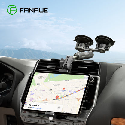 FANAUE Car Tablet Holder Suction Cup Mount, Adjustable Ball Tablet Mount for Vehicle Windshields, Fits RAM Mount Systems