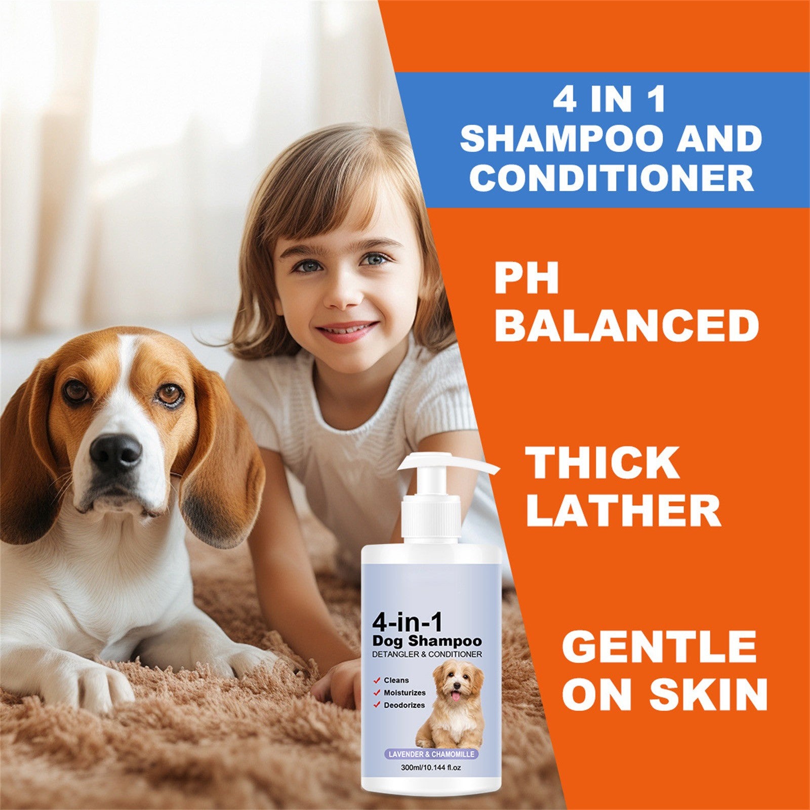 Dog Shampoo 4 In 1 Lavender Chamomile Pet Wash Cleanses Conditions Smoothes Moisturizes Gentle Pet  3