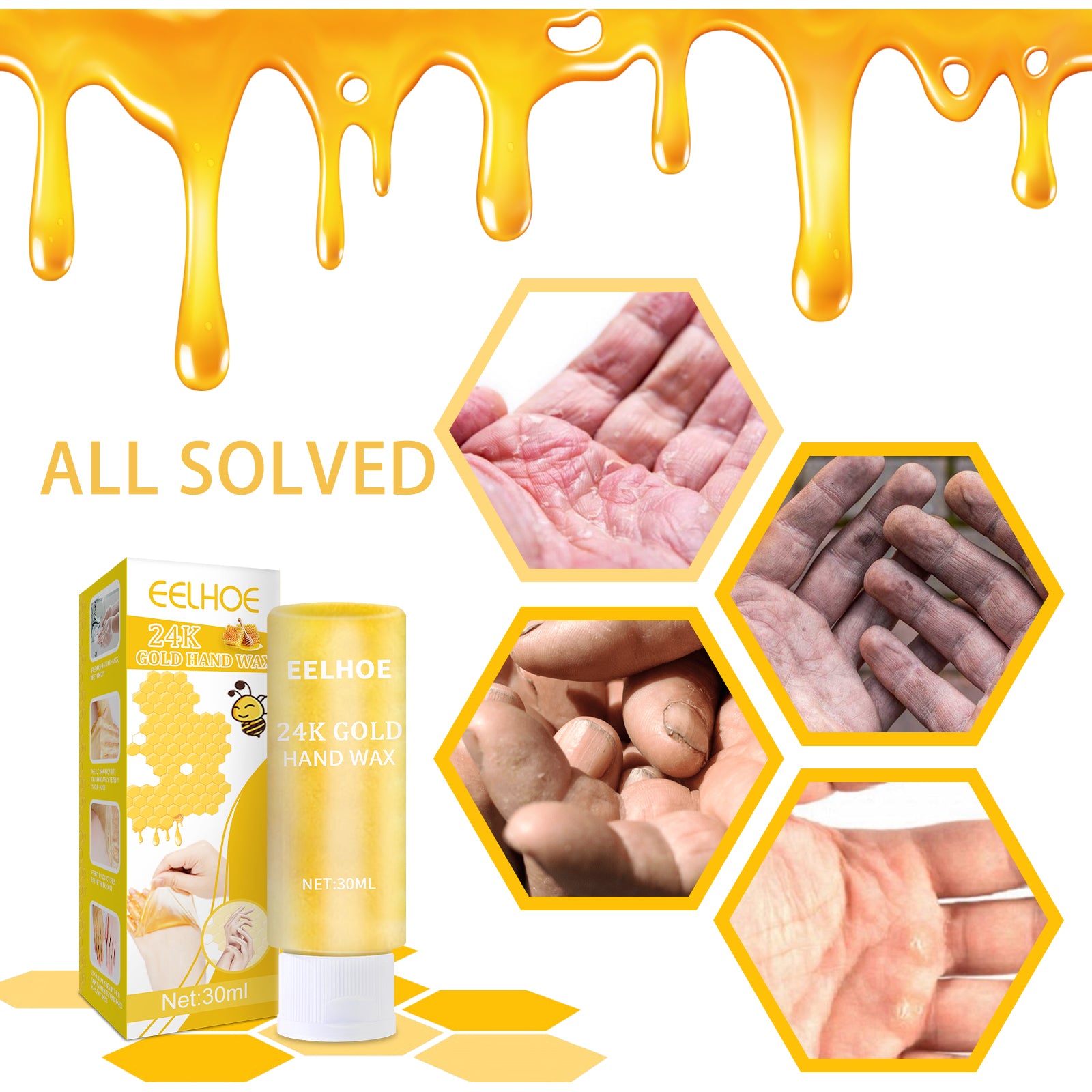 Gold Moisturizing Exfoliating Care, Nourishing Honey Hand Wax Mask, Hydrating Whitening Firming Hand Cream