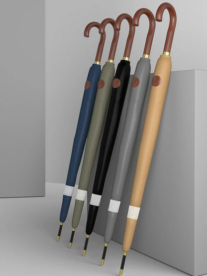 Large Windproof Umbrella 16K Wooden Handle, Big Size Golf Long Umbrella Strong for Men and Women, Japanese Style Wood