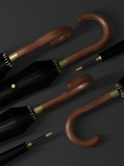 Large Windproof Umbrella 16K Wooden Handle, Big Size Golf Long Umbrella Strong for Men and Women, Japanese Style Wood