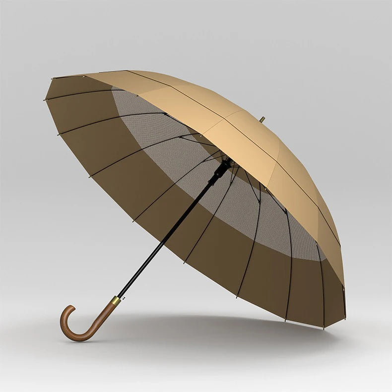 Large Windproof Umbrella 16K Wooden Handle, Big Size Golf Long Umbrella Strong for Men and Women, Japanese Style Wood