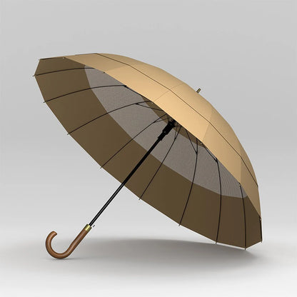 Large Windproof Umbrella 16K Wooden Handle, Big Size Golf Long Umbrella Strong for Men and Women, Japanese Style Wood