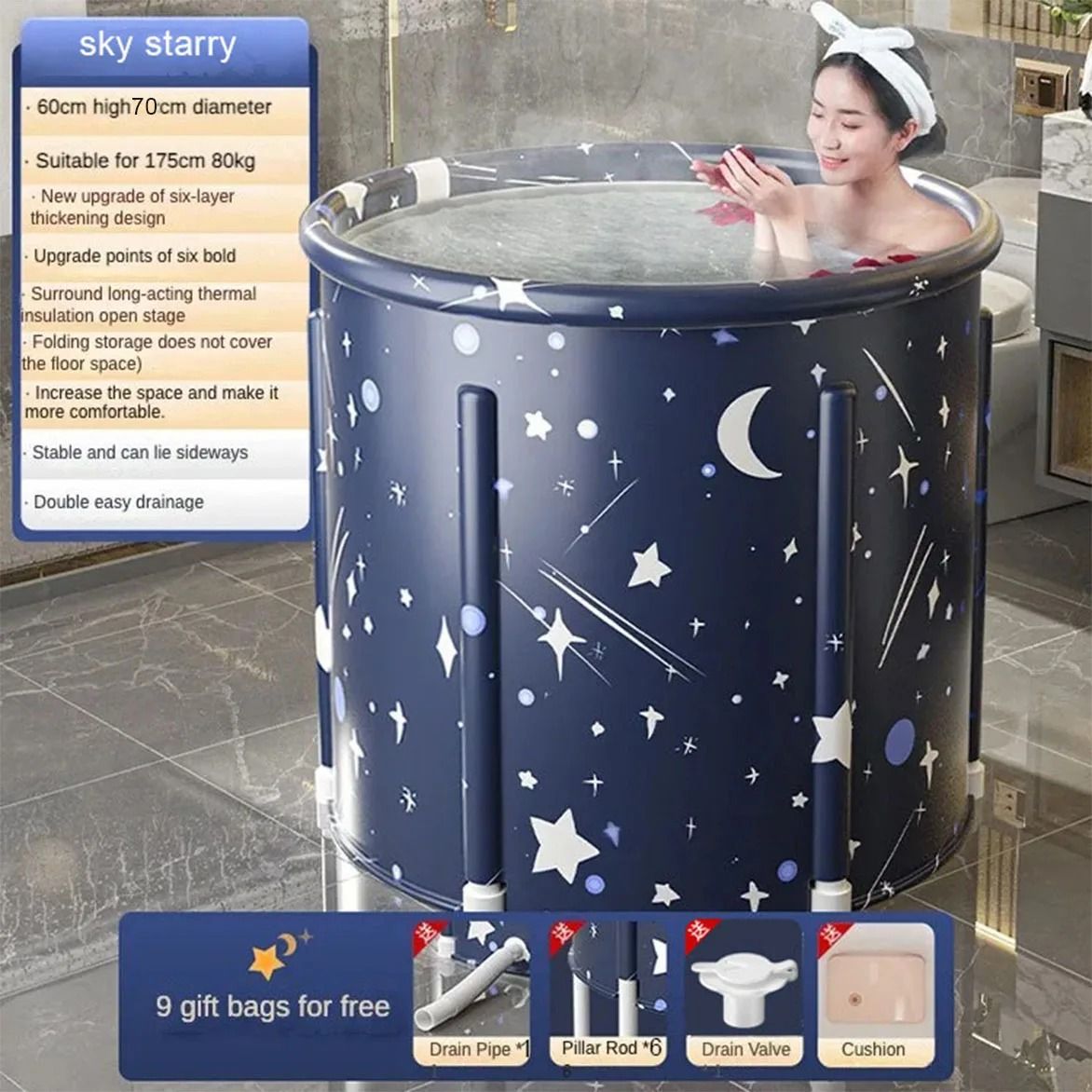 Foldable PVC Bath Bucket For Hot Bath Ice Therapy And Relaxation 7