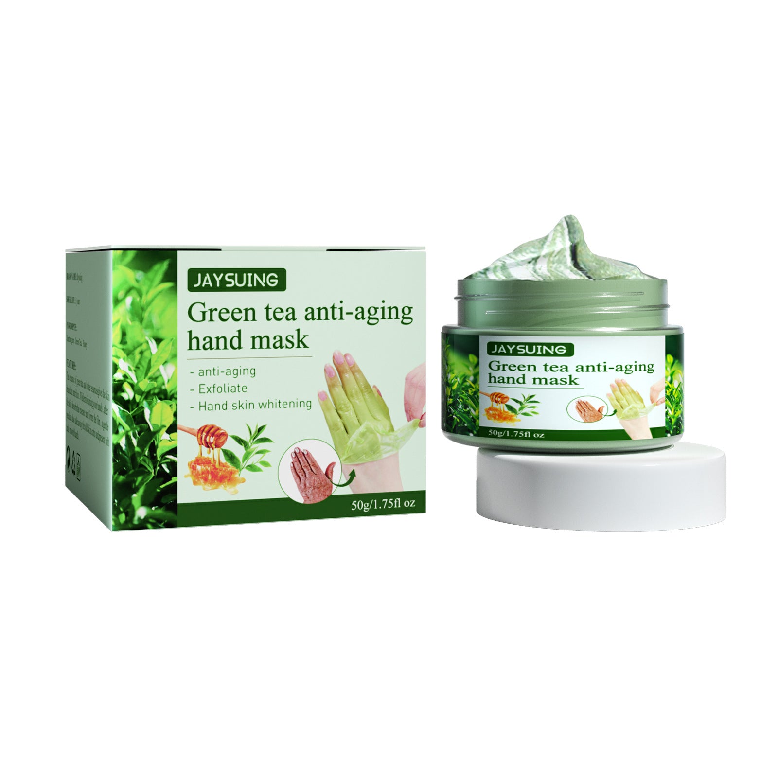 Jaysuing Green Tea Hand Mask Moisturizing Whitening Repair, Anti Wrinkle Exfoliating Callus Film, Hand Skin Care Cream