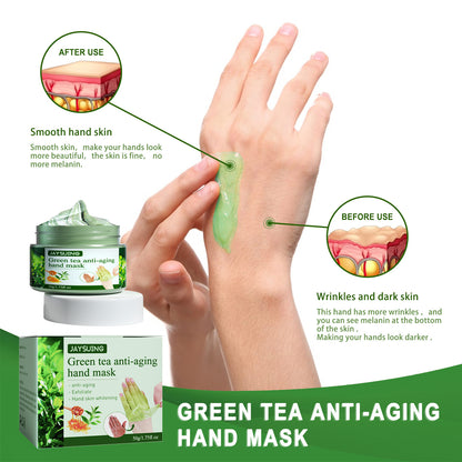 Jaysuing Green Tea Hand Mask Moisturizing Whitening Repair Anti Wrinkle Exfoliating Callus Film Han