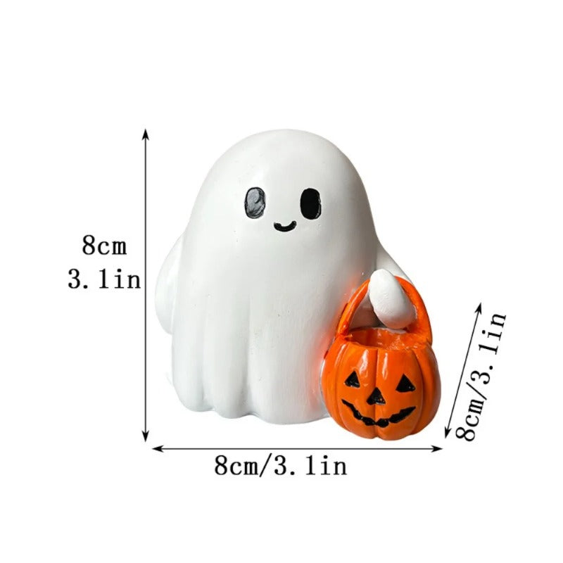 Cute Ghost Statue Holding Pumpkin Statue Resin Halloween Home Decorations For Indoor  Outdoor 5
