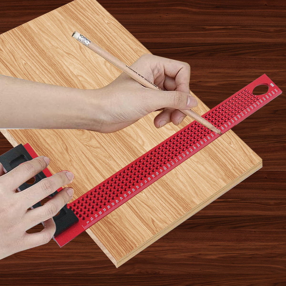 Professional Aluminum Framing Mitre Square, Precision Scriber, and L-Type Hole Ruler Right Angle Protractor