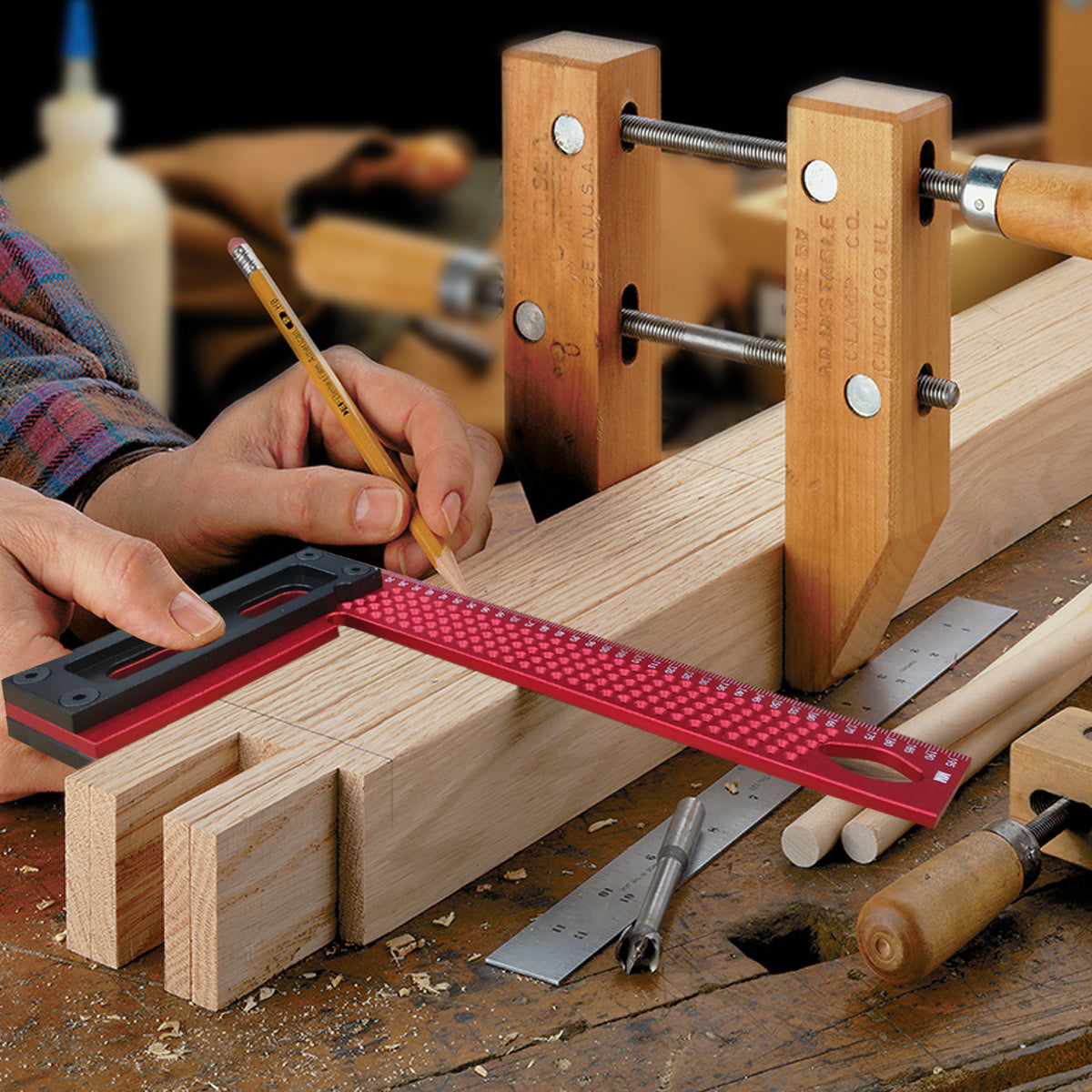 Professional Aluminum Framing Mitre Square, Precision Scriber, and L-Type Hole Ruler Right Angle Protractor
