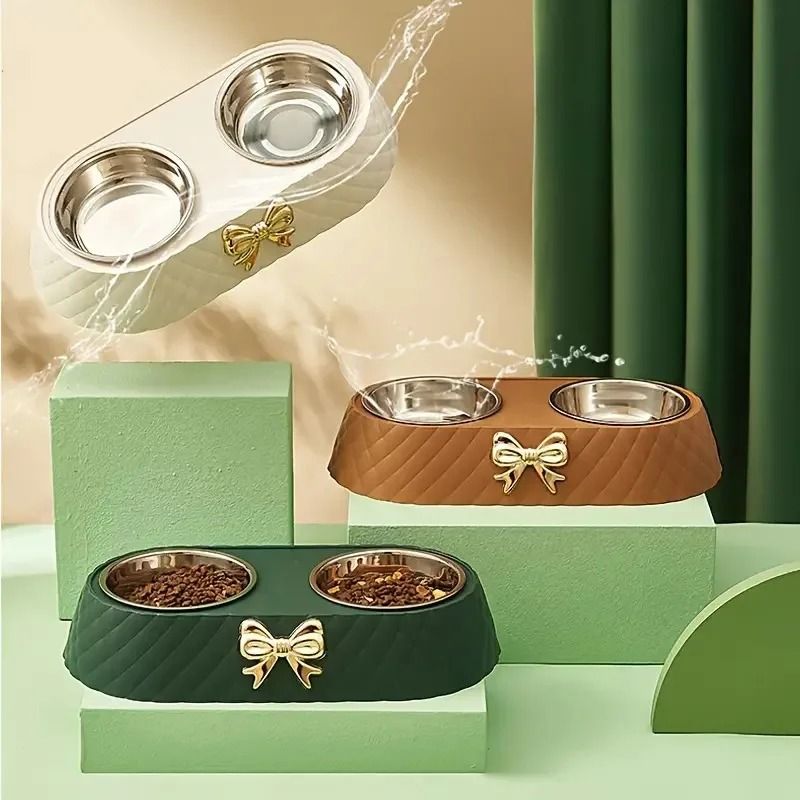 Bowtie Double Pet Bowl For Food And Water 2