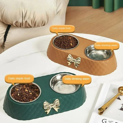 Bowtie Double Pet Bowl For Food And Water 4
