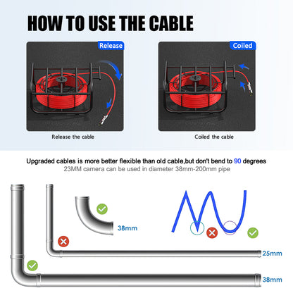 30M Pipe Inspection Camera with 9" DVR Monitor, IP68 17mm Borescope for Drain, Sewer Pipeline, Industrial Endoscope