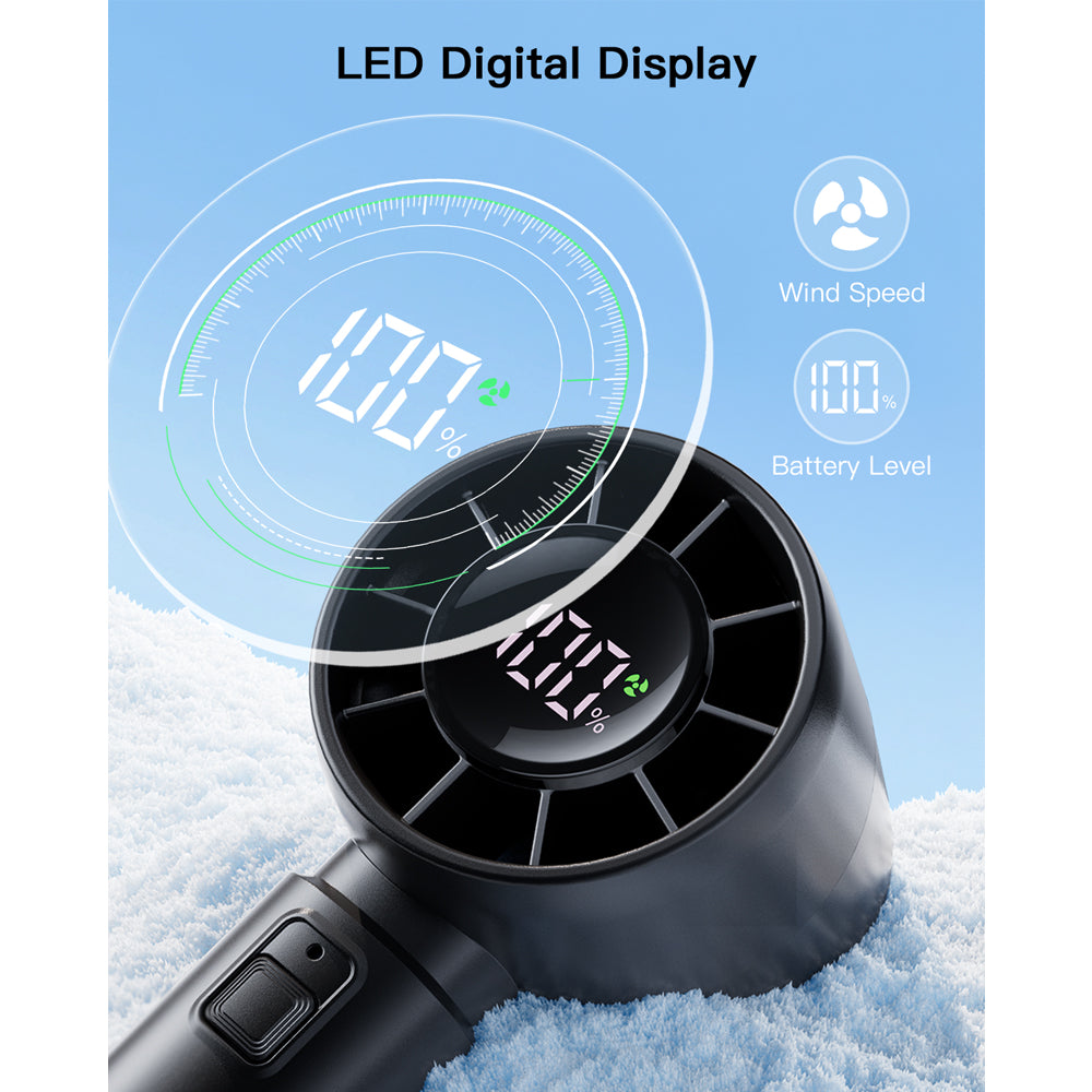 4000mAh Handheld Mini Fan with LED Display, 5 Speed Turbo, Portable Rechargeable Fan for Travel, Beach, and Vacation