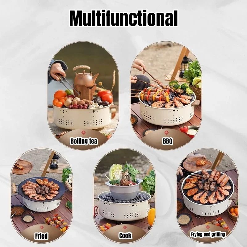 Portable Stainless Steel Korean Charcoal Grill For Outdoor Camping 3