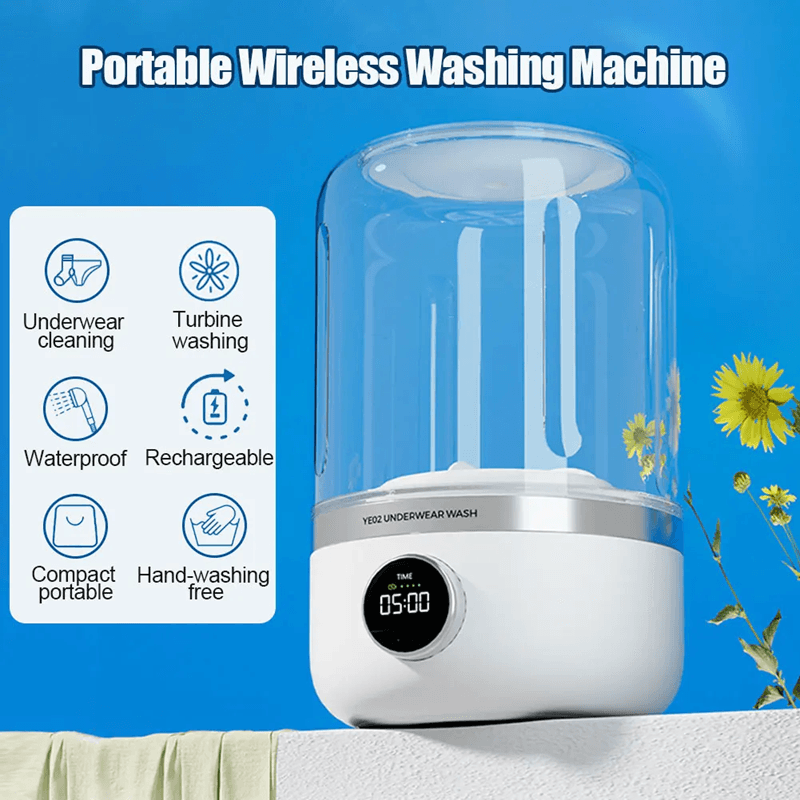 Portable Cordless Mini Washing Machine USB Rechargeable Travel Laundry Washer