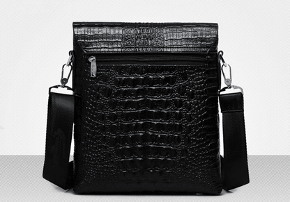 Mens Leather Messenger Bag Business Crossbody Satchel With Crocodile Grain 2