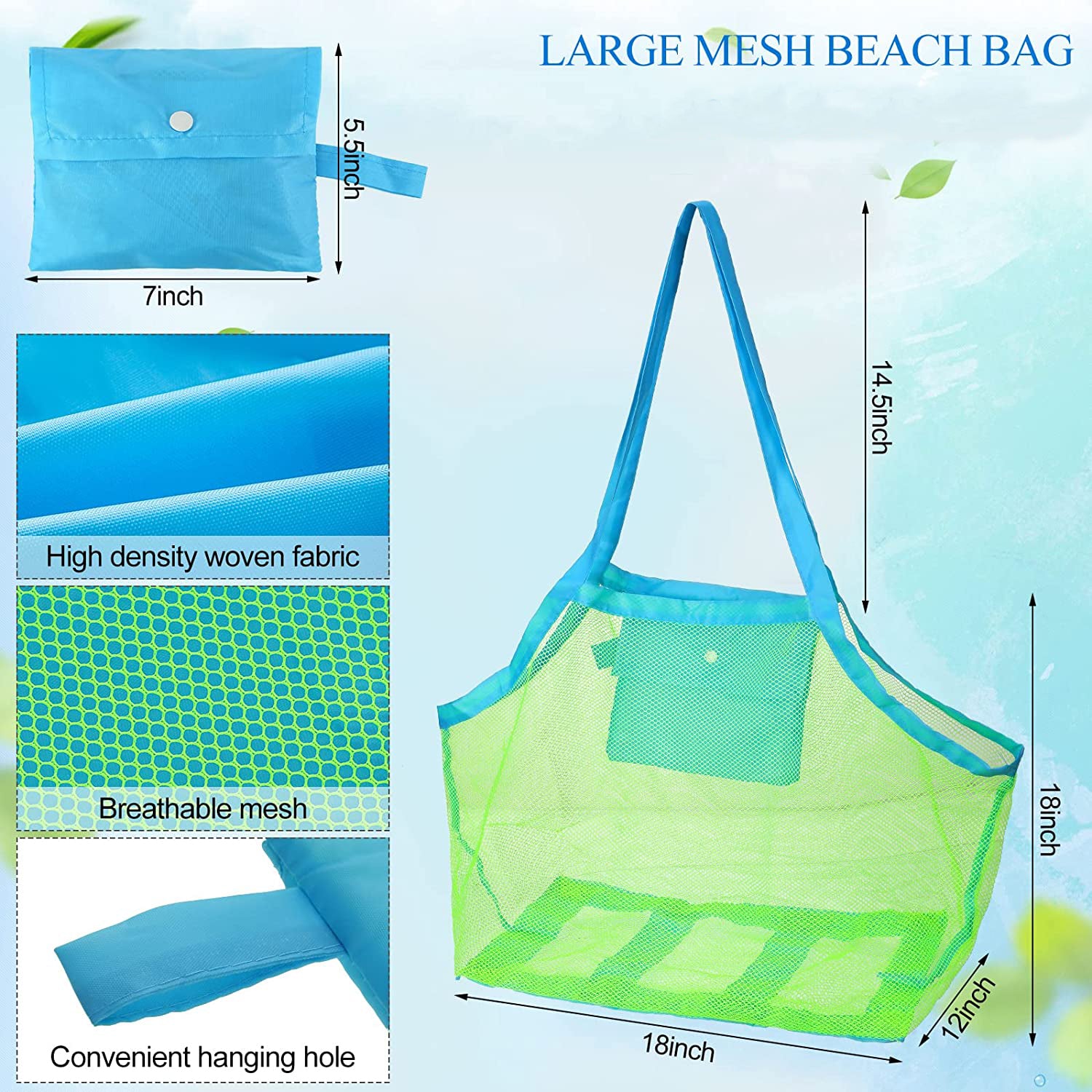 Outdoor Beach Mesh Bag Children Sand Away Foldable Protable Kids Beach Toys Bag Clothes Toy Storage 1