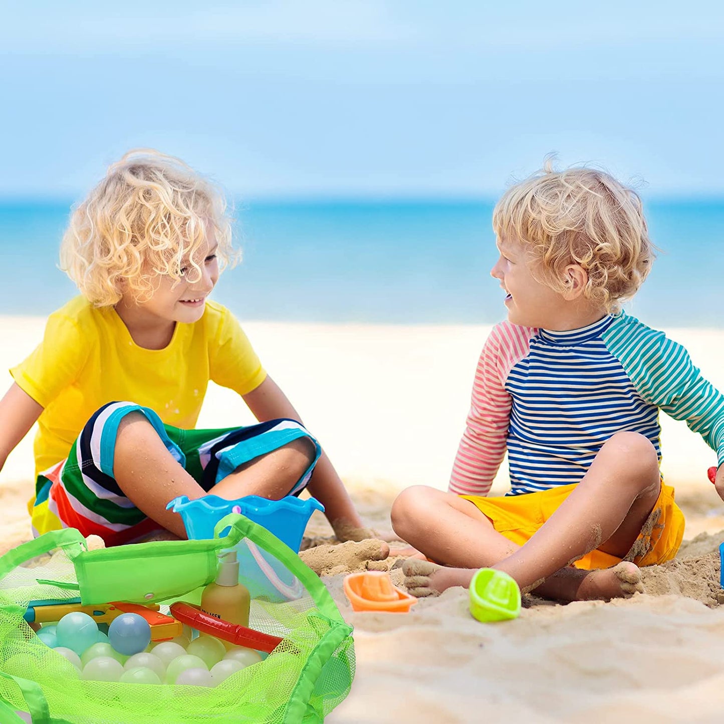 Outdoor Beach Mesh Bag Children Sand Away Foldable Protable Kids Beach Toys Bag Clothes Toy Storage 4