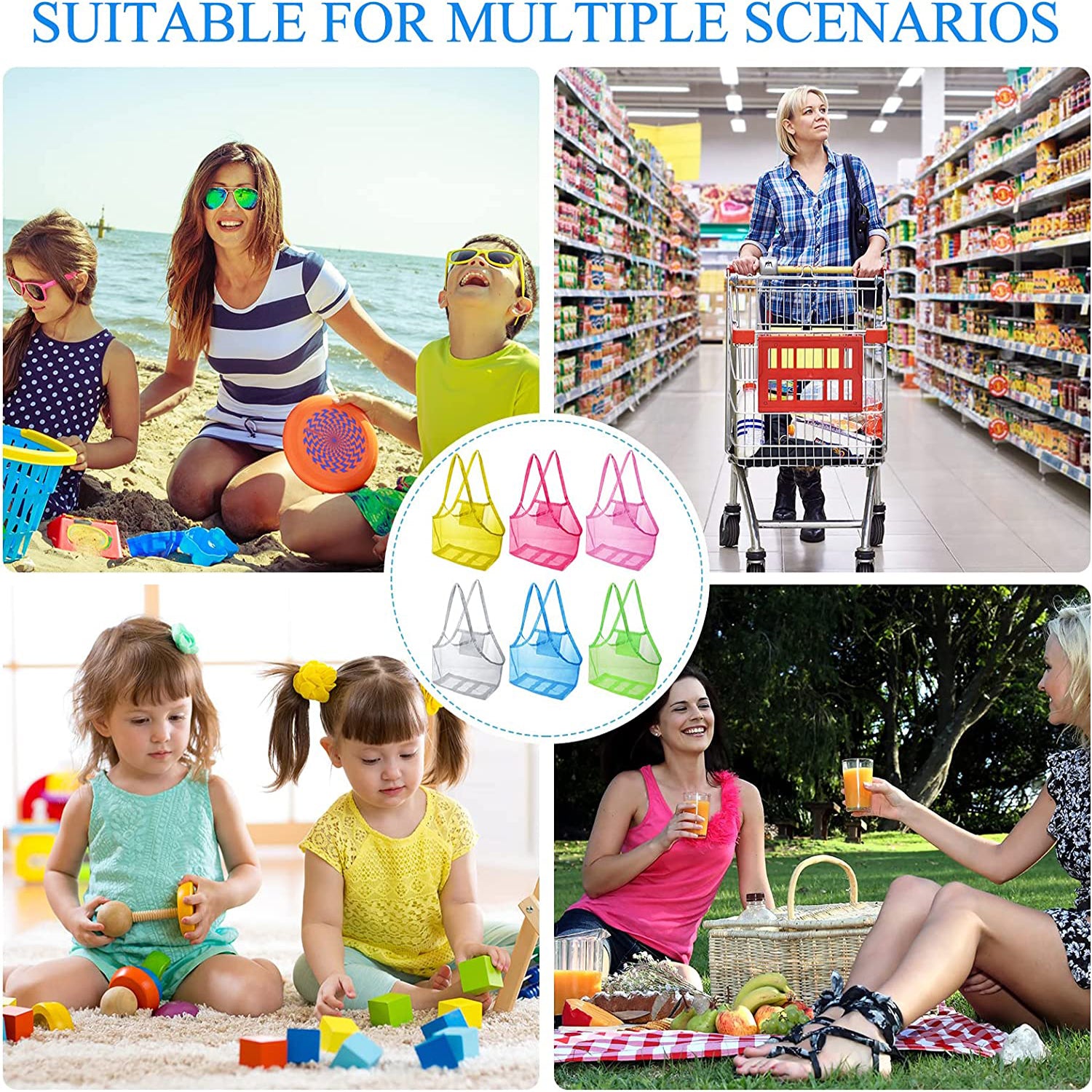 Outdoor Beach Mesh Bag Children Sand Away Foldable Protable Kids Beach Toys Bag Clothes Toy Storage 5