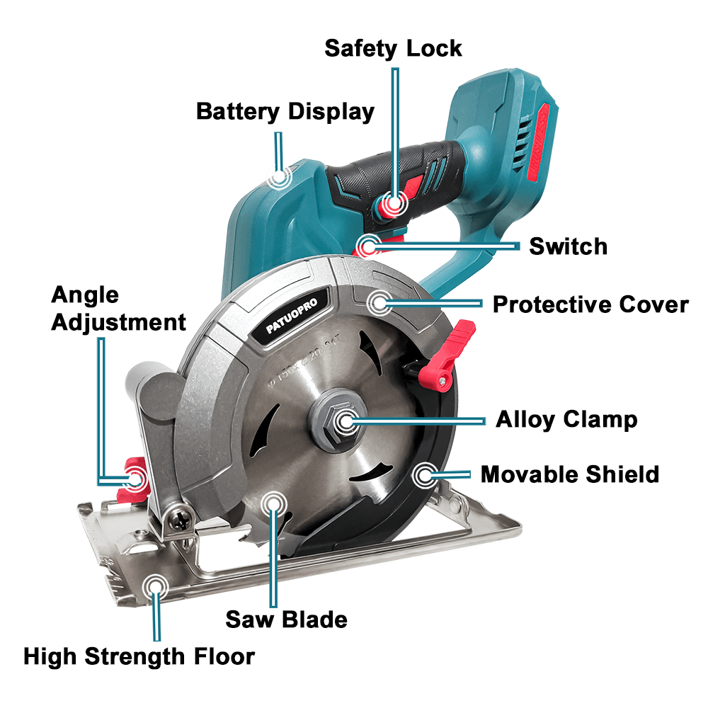 150mm Brushless Cordless Circular Saw, 6 Inch Handheld Electric Saw with Adjustable Angle for Wood, Stone, Metal, Fits