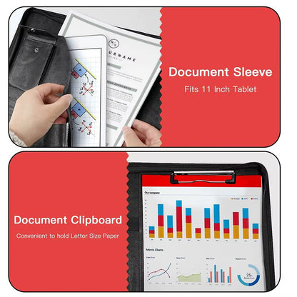ExecutiveFlex Leather Zippered Padfolio  Multifunctional A4 Business Organizer 2