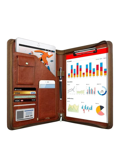 ExecutiveFlex Leather Zippered Padfolio  Multifunctional A4 Business Organizer 9