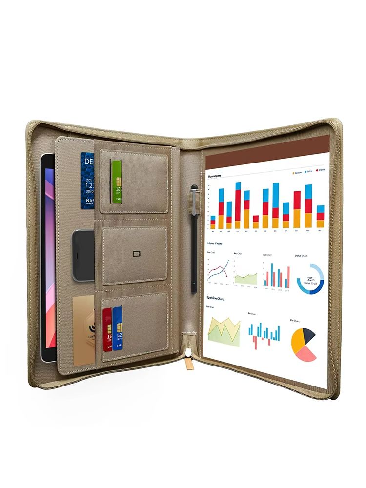 ExecutiveFlex Leather Zippered Padfolio  Multifunctional A4 Business Organizer 10