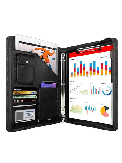 ExecutiveFlex Leather Zippered Padfolio  Multifunctional A4 Business Organizer 11