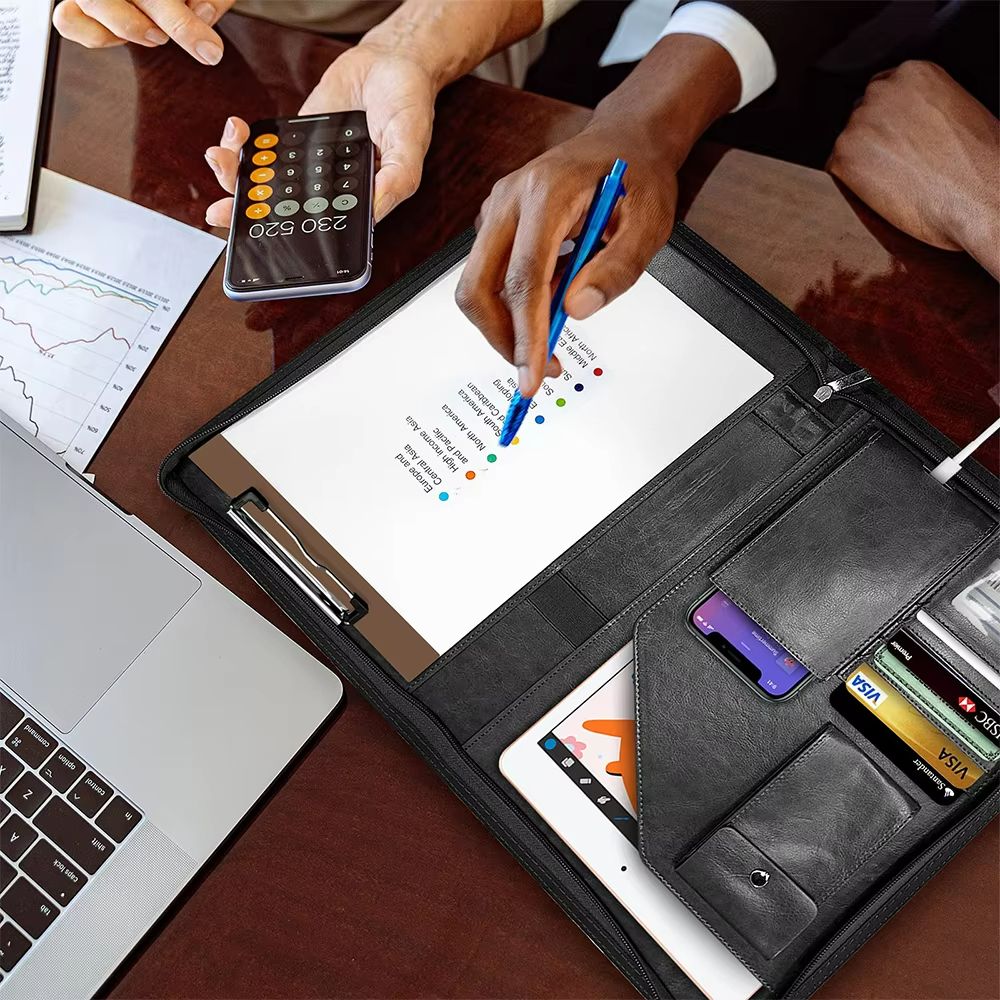 ExecutiveFlex Leather Zippered Padfolio  Multifunctional A4 Business Organizer 4