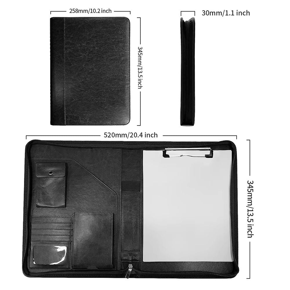 ExecutiveFlex Leather Zippered Padfolio  Multifunctional A4 Business Organizer 5
