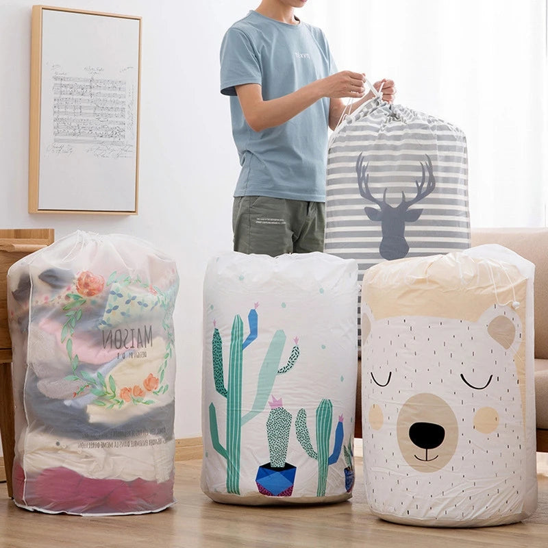 Reusable Waterproof Clothes Pillow Blanket Quilt Storage Bags, Bedding Toy Organizer, Large Packing Pouch for Home Stora