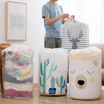 Reusable Waterproof Clothes Pillow Blanket Quilt Storage Bags, Bedding Toy Organizer, Large Packing Pouch for Home Stora