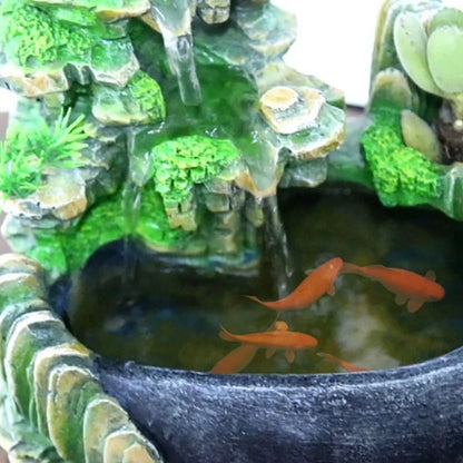 Indoor Resin Rockery Water Fountain With LED Light And Feng Shui Desktop Decoration 1