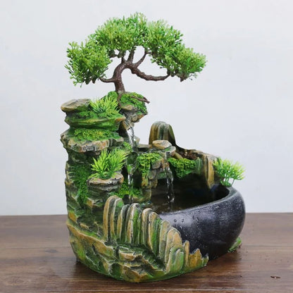 Indoor Resin Rockery Water Fountain With LED Light And Feng Shui Desktop Decoration 4