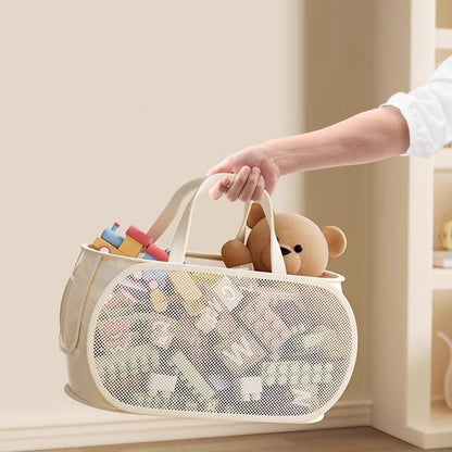 Large Capacity Children Toys Storage Basket, Laundry Basket Multifunctional, Breathable Mesh Bag for Dolls Storage