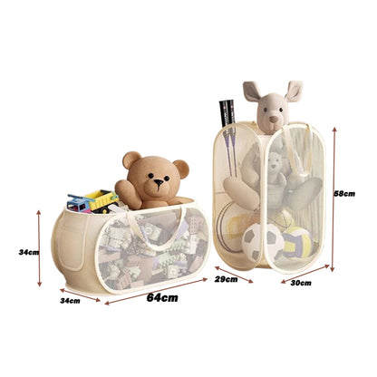 Large Capacity Children Toys Storage Basket, Laundry Basket Multifunctional, Breathable Mesh Bag for Dolls Storage