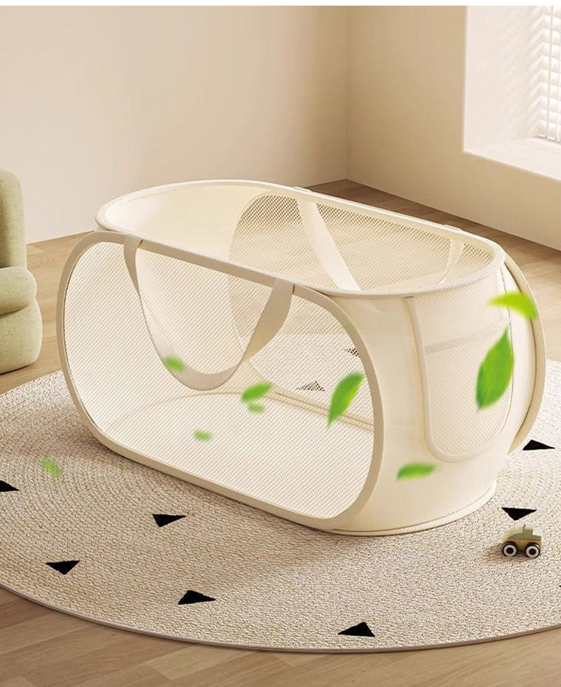 Large Capacity Children Toys Storage Basket, Laundry Basket Multifunctional, Breathable Mesh Bag for Dolls Storage
