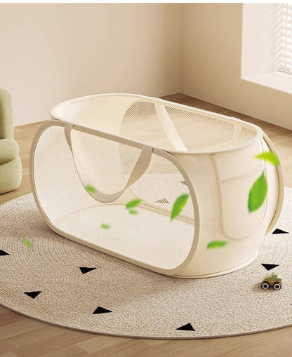 Large Capacity Children Toys Storage Basket, Laundry Basket Multifunctional, Breathable Mesh Bag for Dolls Storage