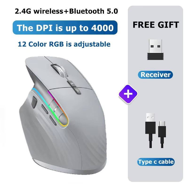 FluxCharge DualMode RGB Gaming Mouse  Bluetooth  24 G Rechargeable 7