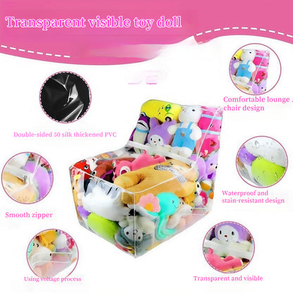 Waterproof Large Plush Toy Storage Stool Bag High Capacity Transparent PVC Childrens Toy Storage Ch 2