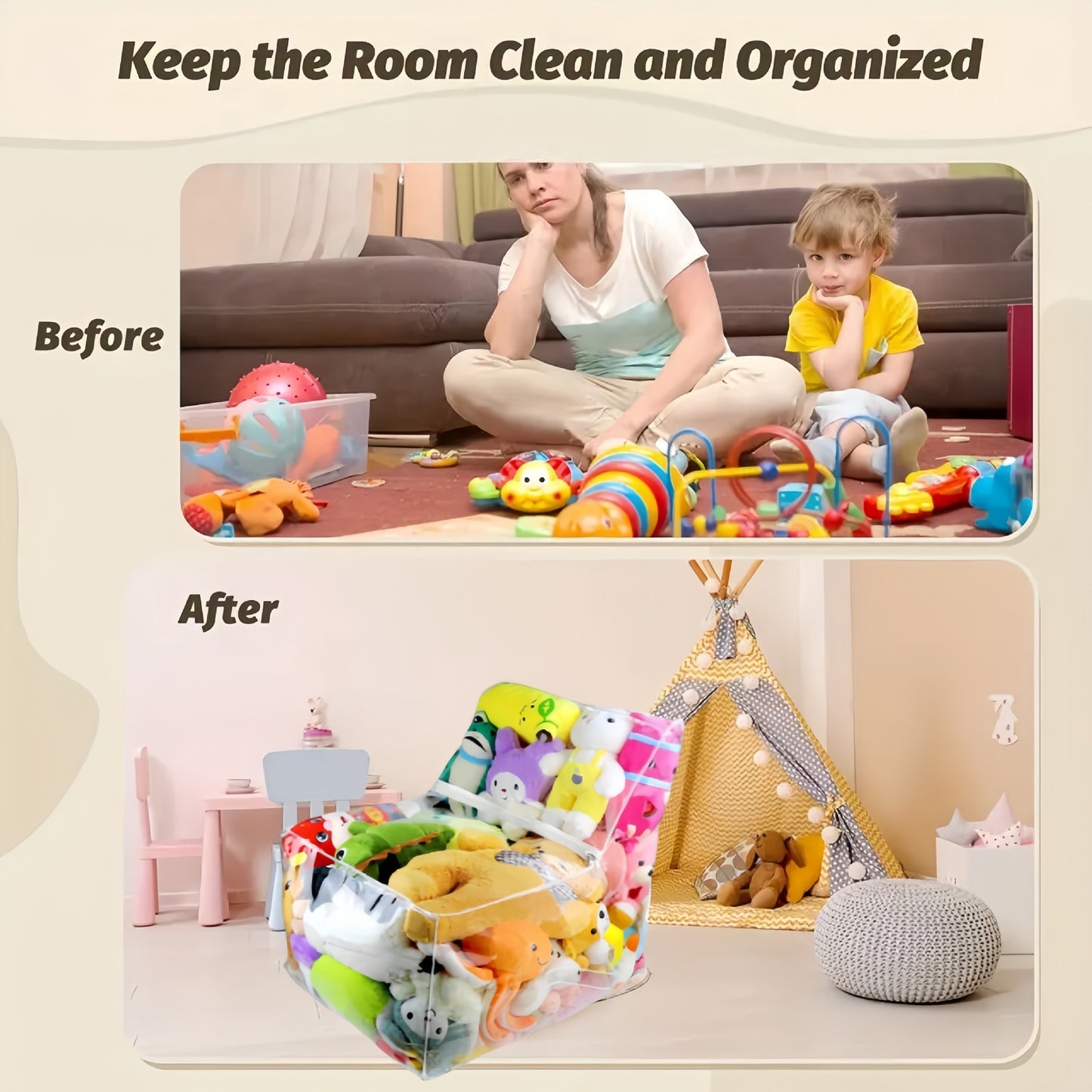 Waterproof Large Plush Toy Storage Stool Bag High Capacity Transparent PVC Childrens Toy Storage Ch 3