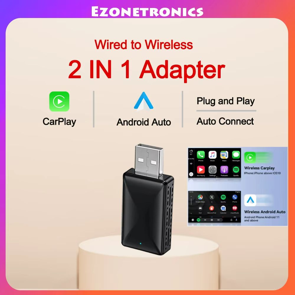 CarSync 2-in-1 Plug-and-Play Wireless CarPlay & Android Auto Adapter