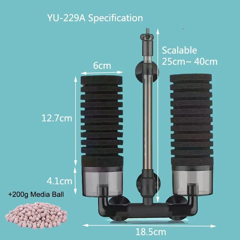 Aquarium Sponge Filter With Air Pump  Bio Filter For Clean  Healthy Fish Tanks 15