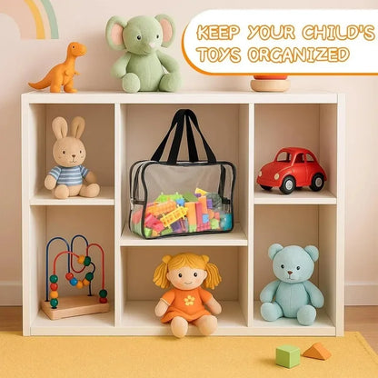 Puzzle Building Block Storage Bag, Transparent Large Toy Organizer Bag for Kids, Handle PVC Waterproof Travel Cosmetic