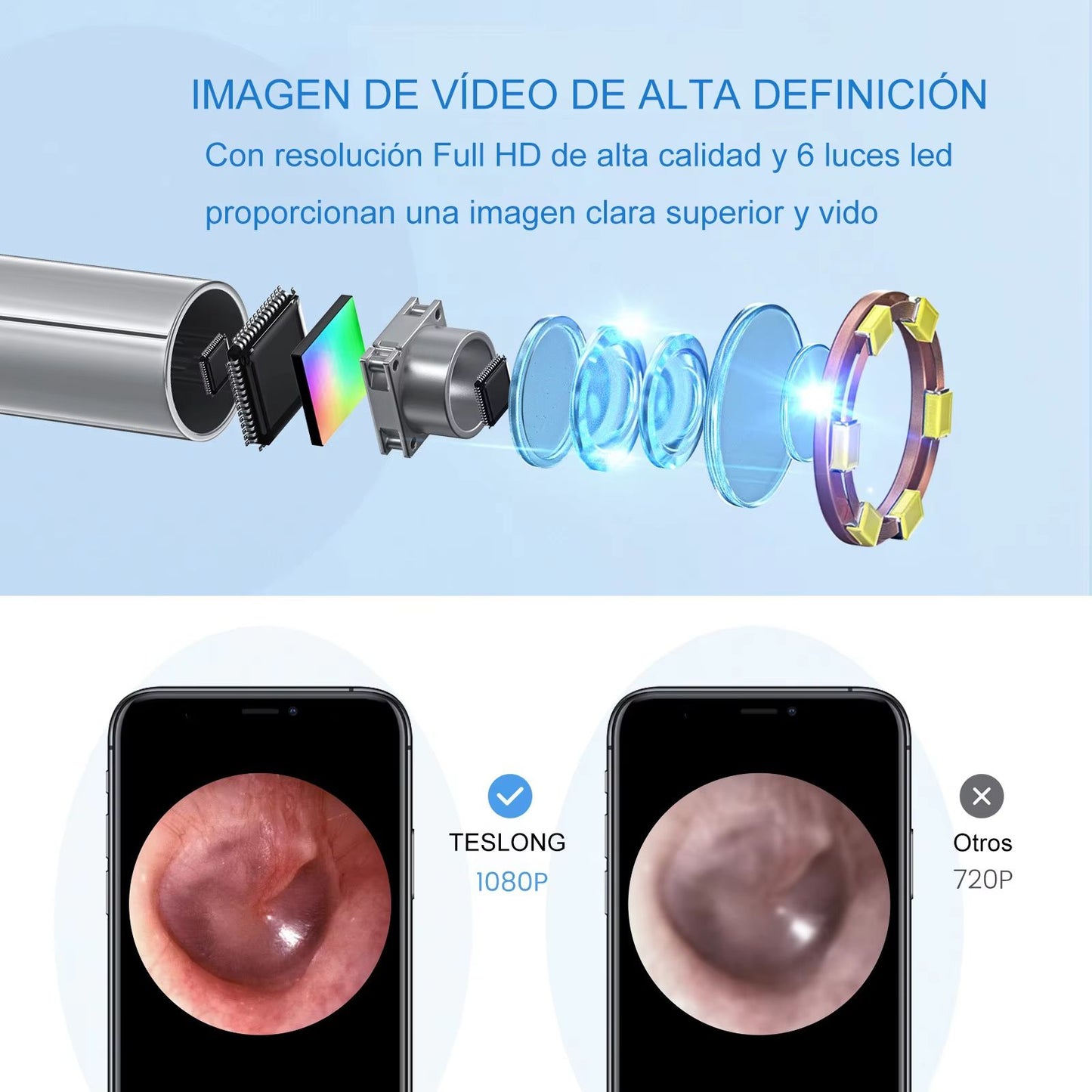 Wireless Otoscope Ear Camera  1080P HD WiFi Ear Scope With LED Lights For Kids  Adults 2