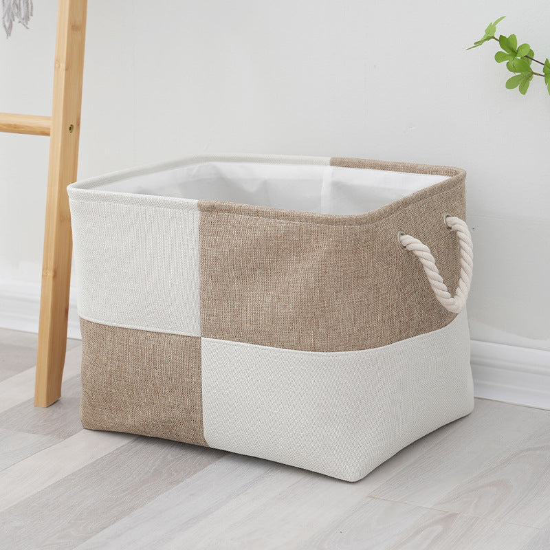 Linen Large Capacity Laundry Basket, Home Supplies Sundries Sorting Basket, Foldable Storage Basket with Handle