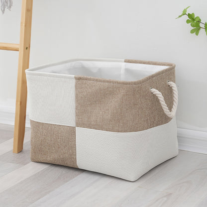 Linen Large Capacity Laundry Basket, Home Supplies Sundries Sorting Basket, Foldable Storage Basket with Handle
