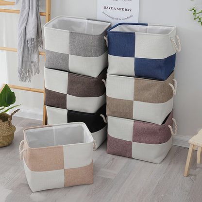 Linen Large Capacity Laundry Basket, Home Supplies Sundries Sorting Basket, Foldable Storage Basket with Handle