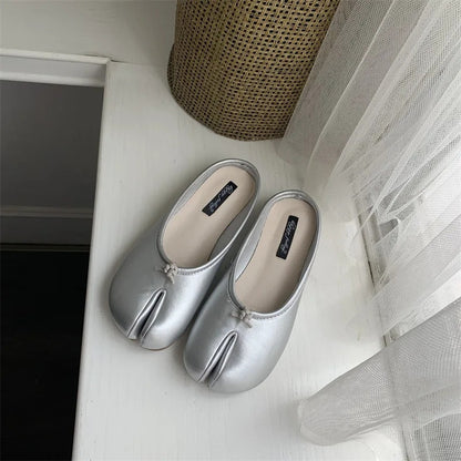 Trendy Womens Pig Hoof Slippers Parted Toe Flat Shoes With NonSlip Rubber Sole For Spring Autumn  I 4