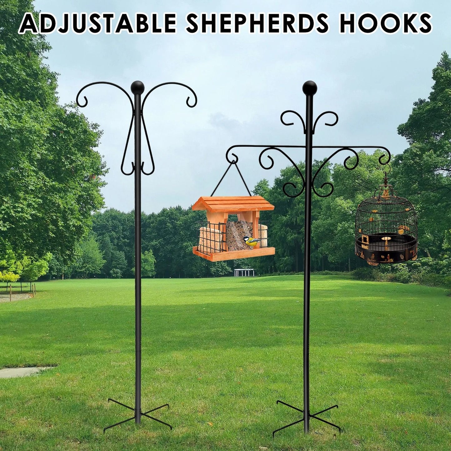 Adjustable Double Shepherd Hooks For Outdoor Garden Decor 1